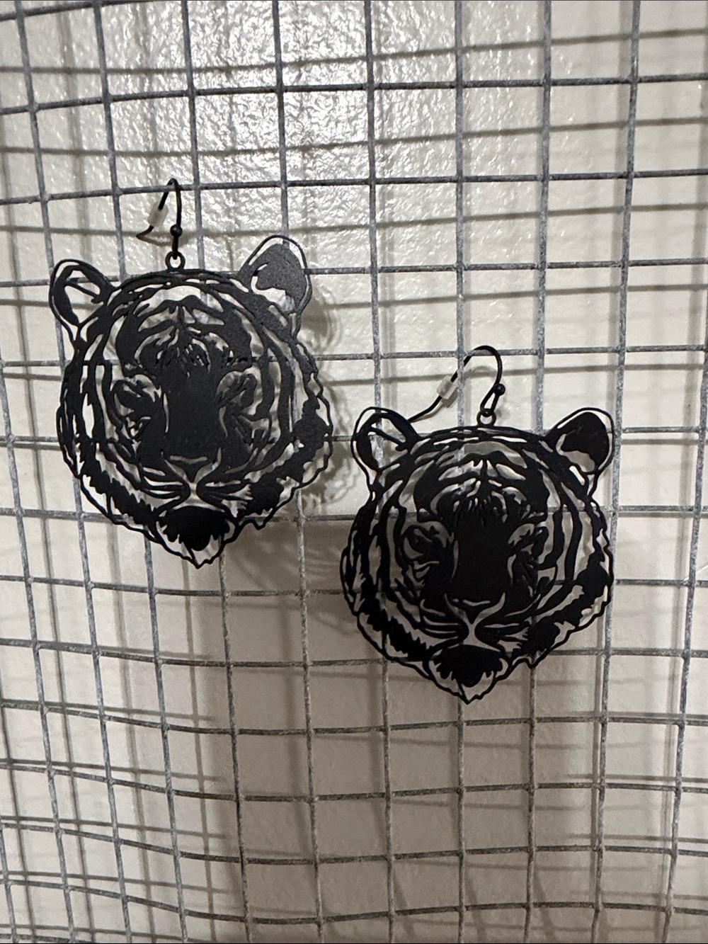 Black Tiger Face Earrings